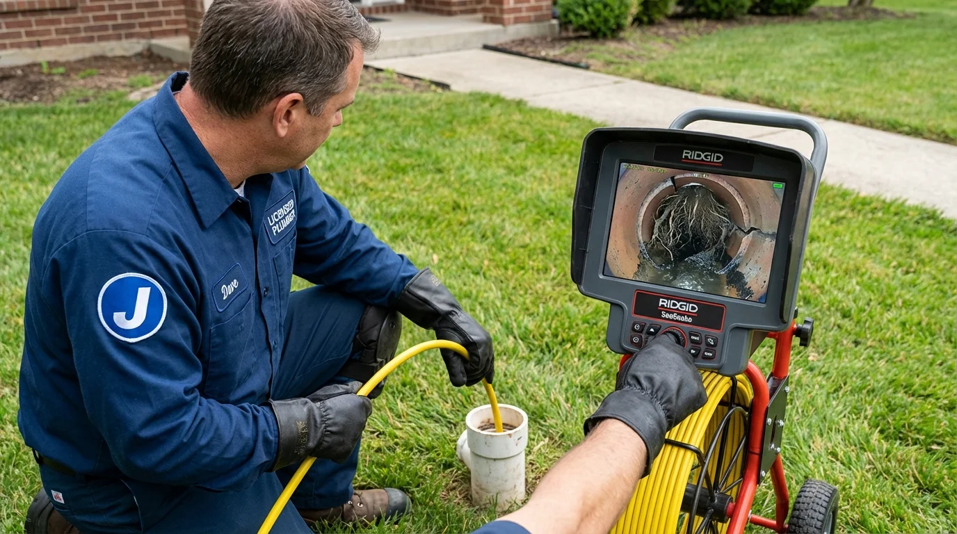 Sewer camera inspection being performed by Johns Plumbing LLC in Wellston